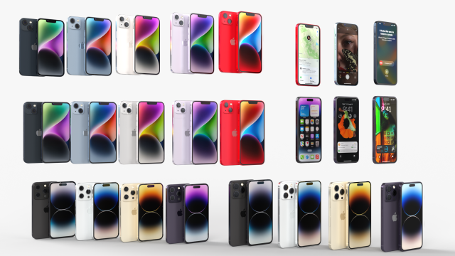 Apple iphone 14 All versions and all colors 3D-Modell .c4d .max .obj .3ds .fbx .stl .blend 