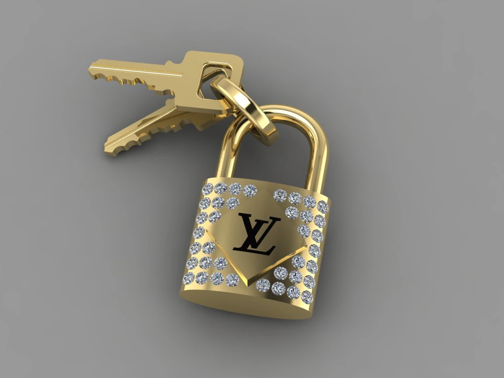 Pendant Louis Vuitton Lock 3D Print Model .c4d .max .obj .3ds .fbx .stl .blend 