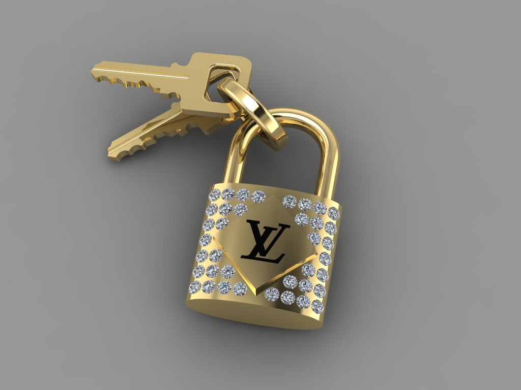 Pendant Louis Vuitton Lock 3D Print Model in Pendants 3DExport