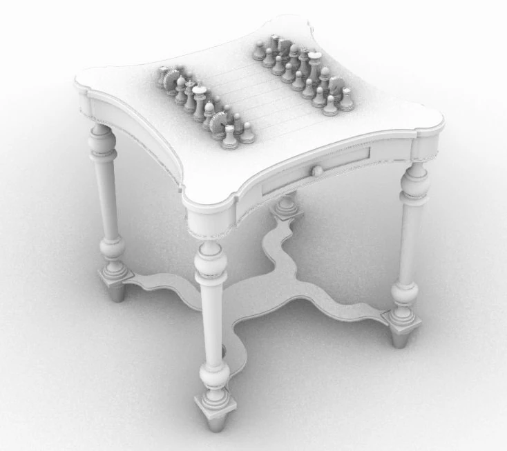 Wooden chess table 3D Model .c4d .max .obj .3ds .fbx .stl .blend