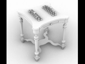 Wooden chess table 3D Model