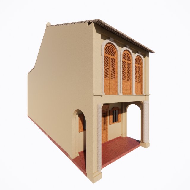 Malaysia Shophouse 1760 3D Model .c4d .max .obj .3ds .fbx .stl .blend 