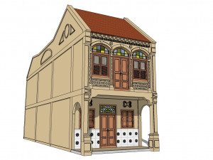 Malaysia Shophouse 1850 Modello 3D
