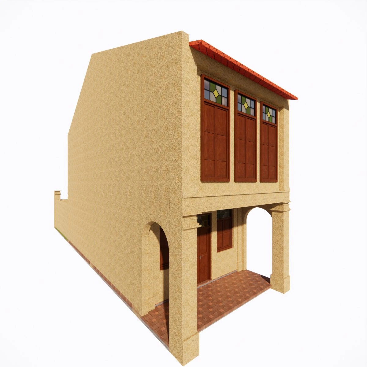Malaysia Shophouse 1910 3D Model .c4d .max .obj .3ds .fbx .stl .blend 