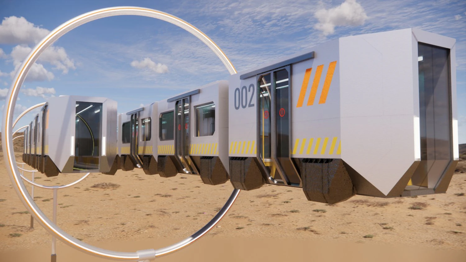 Sci-fi levitating Monorail 002 3D Model .c4d .max .obj .3ds .fbx .stl .blend 