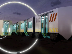 Sci-fi levitating Monorail 002 3D Model
