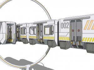 Sci-fi levitating Monorail 002 3D Model
