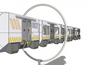 Sci-fi levitating Monorail 002 3D Model