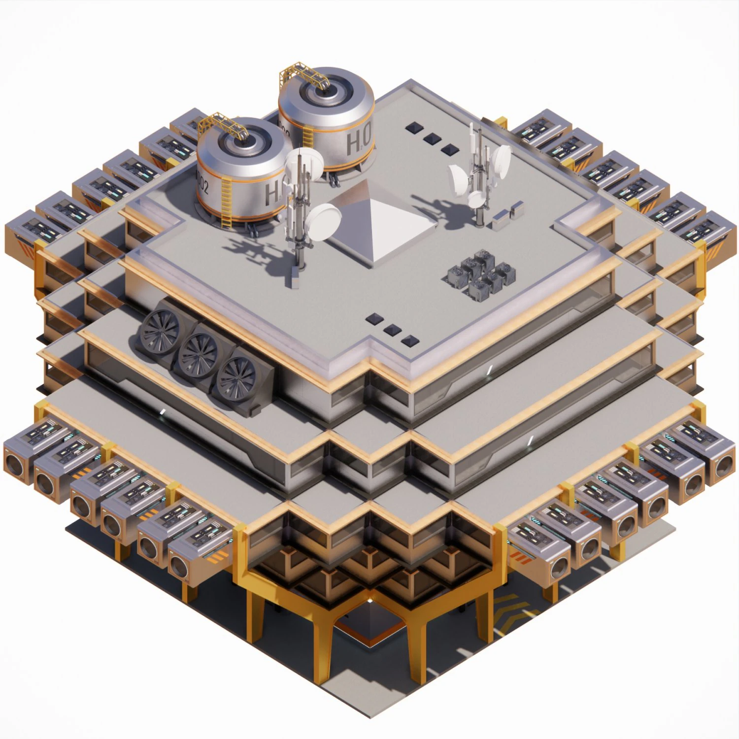 Sci-fi Laboratory block 002 3D Model .c4d .max .obj .3ds .fbx .stl .blend 