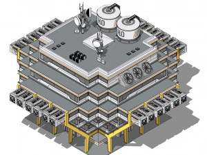 Sci-fi Laboratory block 002 3D Model