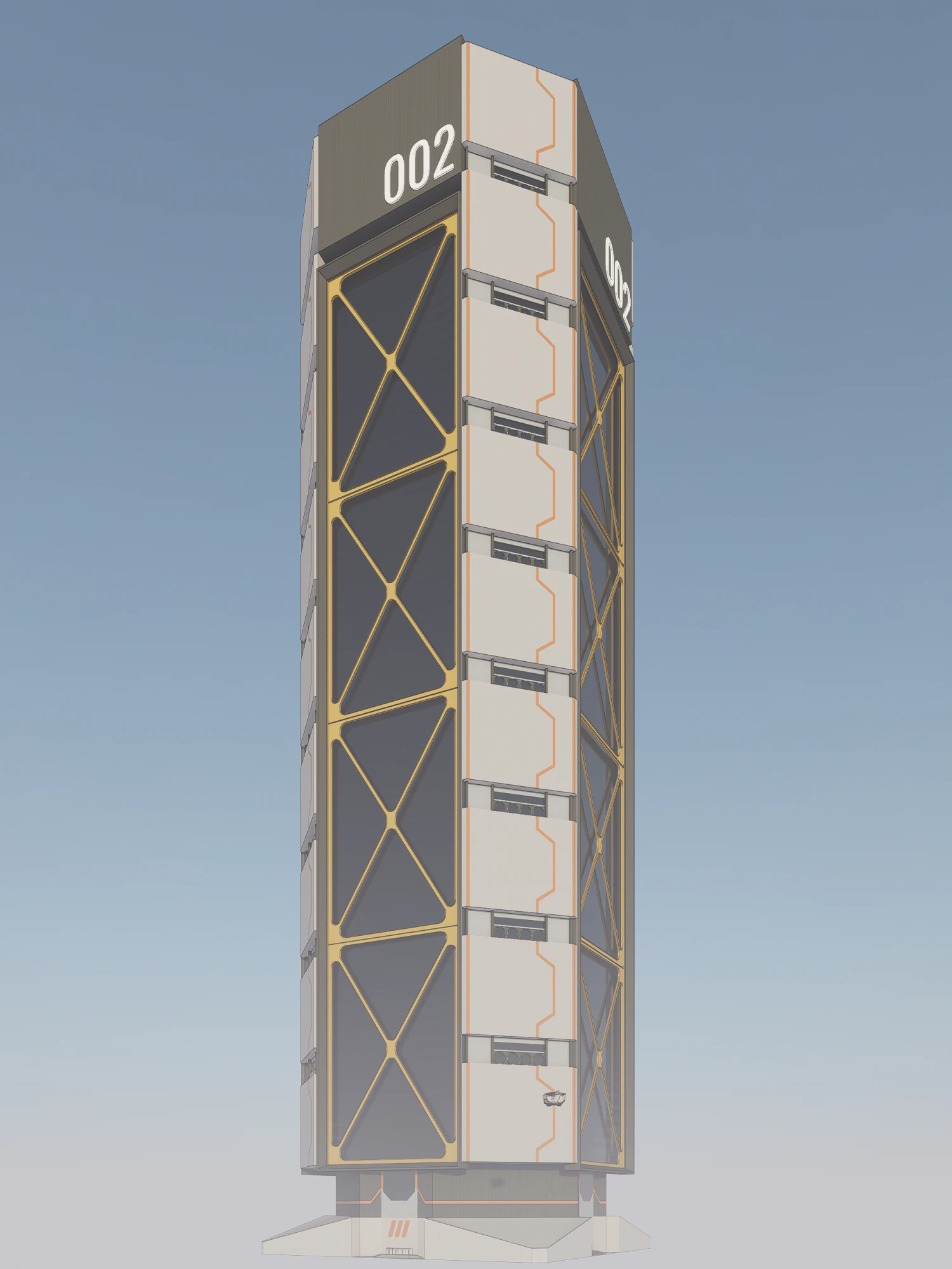 Sci-fi Mega Block 002 v2 3D Model .c4d .max .obj .3ds .fbx .stl .blend 