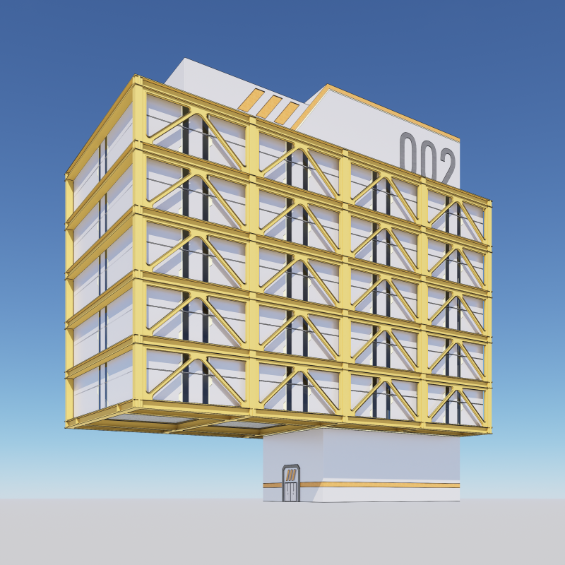 Sci-fi Building Block 002 Modelo 3D .c4d .max .obj .3ds .fbx .stl .blend