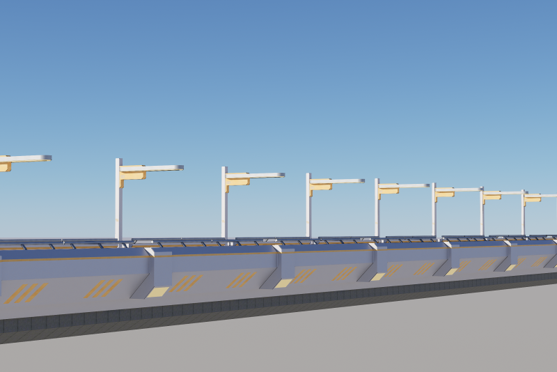 Sci-fi Modular Uncovered Elevated Walkway 3D 모델 .c4d .max .obj .3ds .fbx .stl .blend