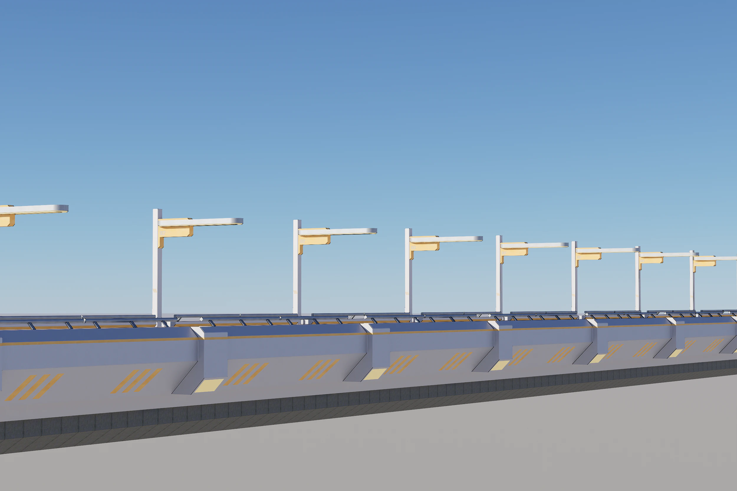 Sci-fi Modular Uncovered Elevated Walkway 3D Model .c4d .max .obj .3ds .fbx .stl .blend 