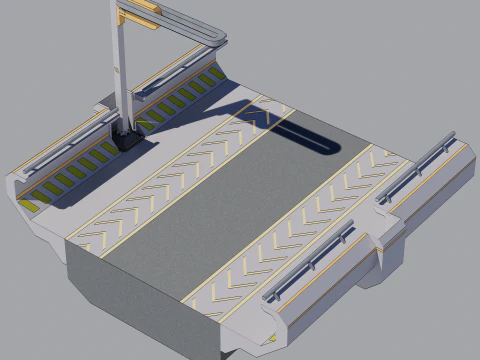 Sci-fi Modular Uncovered Elevated Walkway 3D Model