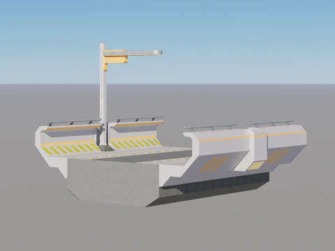 Sci-fi Modular Uncovered Elevated Walkway 3D Model