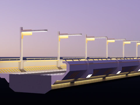 Sci-fi Modular Uncovered Elevated Walkway 3D Model