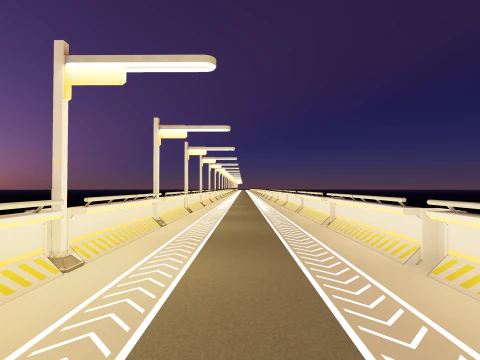 Sci-fi Modular Uncovered Elevated Walkway 3D Model