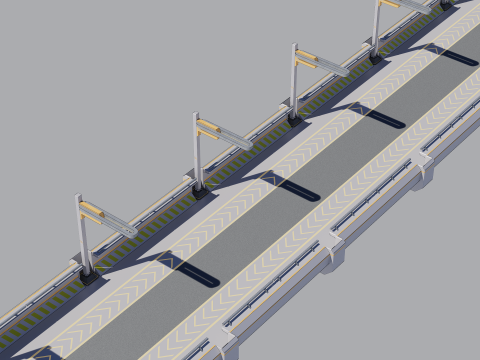 Sci-fi Modular Uncovered Elevated Walkway 3D 모델