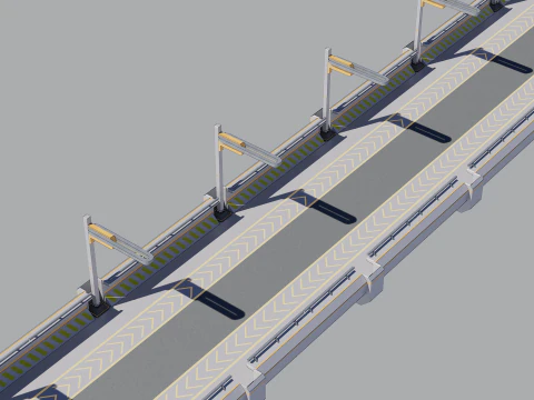 Sci-fi Modular Uncovered Elevated Walkway 3D Model