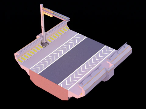 Sci-fi Modular Uncovered Elevated Walkway 3D Model