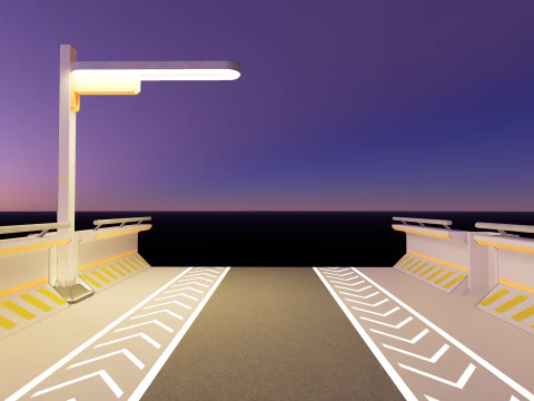 Sci-fi Modular Uncovered Elevated Walkway 3D Model