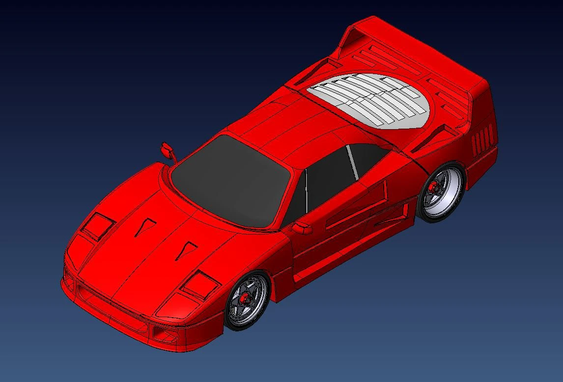 Ferrari F40 3D Print Model .c4d .max .obj .3ds .fbx .stl .blend 
