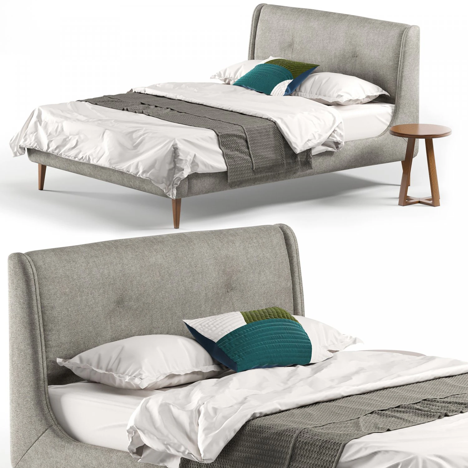 Raffety King Size Bed 3D Model .c4d .max .obj .3ds .fbx .stl .blend 