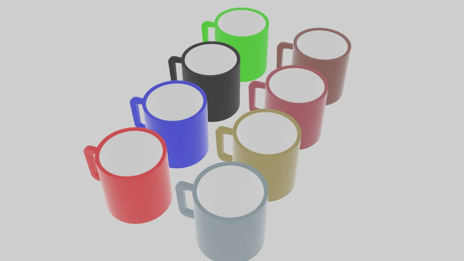 Set of 8 cups 3D Model .c4d .max .obj .3ds .fbx .stl .blend