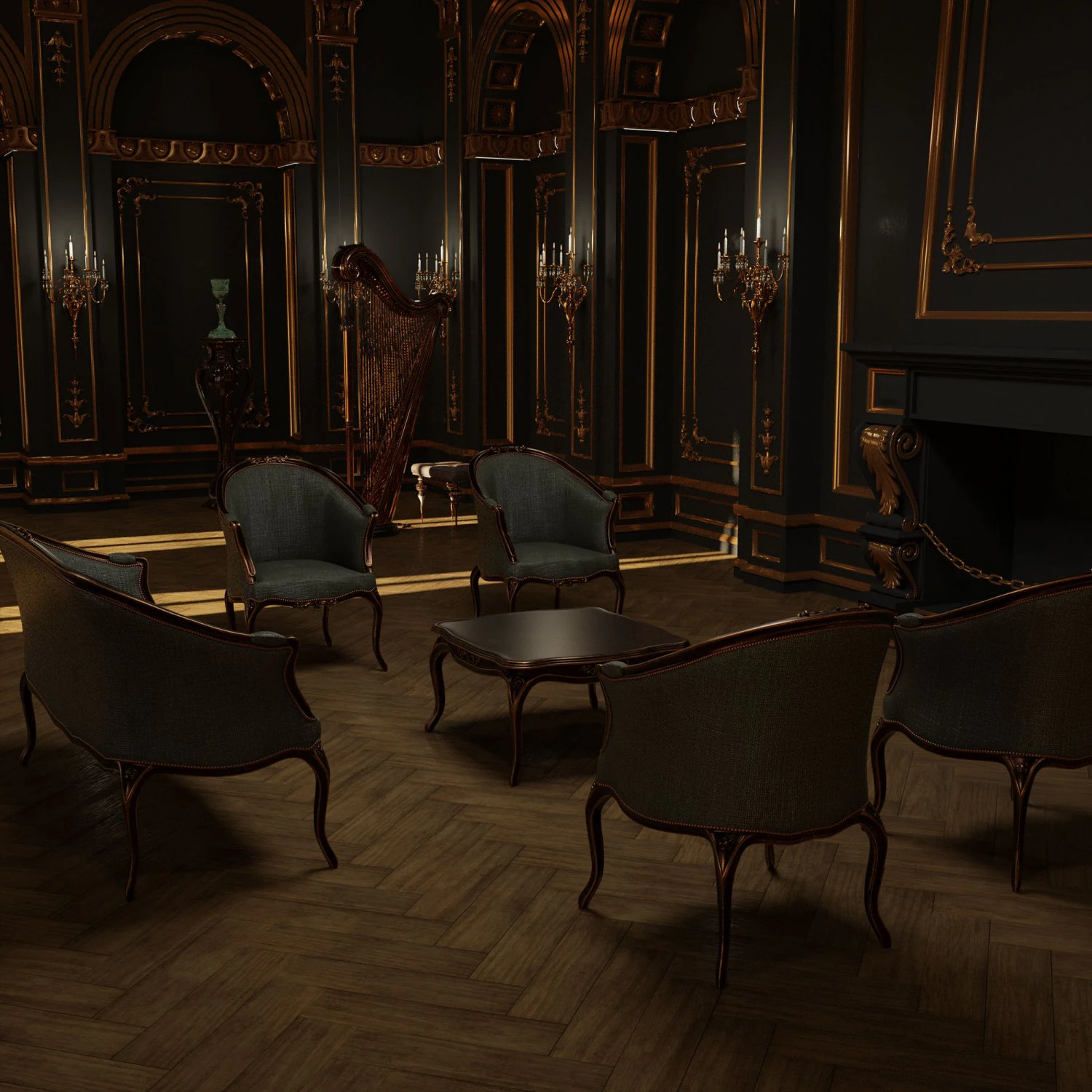 Classic Italian sofa 3D Model .c4d .max .obj .3ds .fbx .stl .blend 