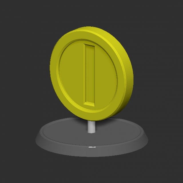 Coin Mario Based Model Cetak 3D .c4d .max .obj .3ds .fbx .stl .blend