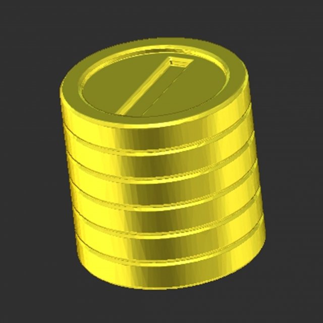 Stacked Mario Coins 3Dプリントモデル .c4d .max .obj .3ds .fbx .stl .blend 