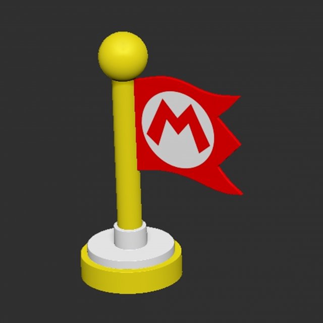 Checkpoint Flag Mario 3Dプリントモデル .c4d .max .obj .3ds .fbx .stl .blend 