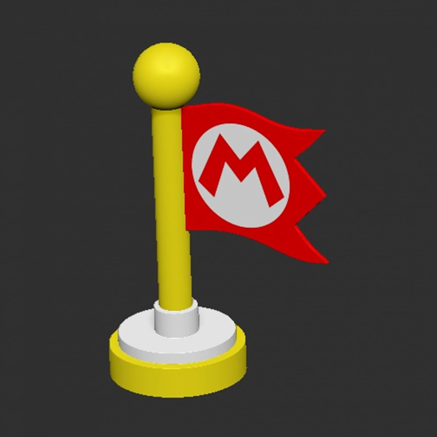 Checkpoint Flag Mario 3D Print Model .c4d .max .obj .3ds .fbx .stl .blend 