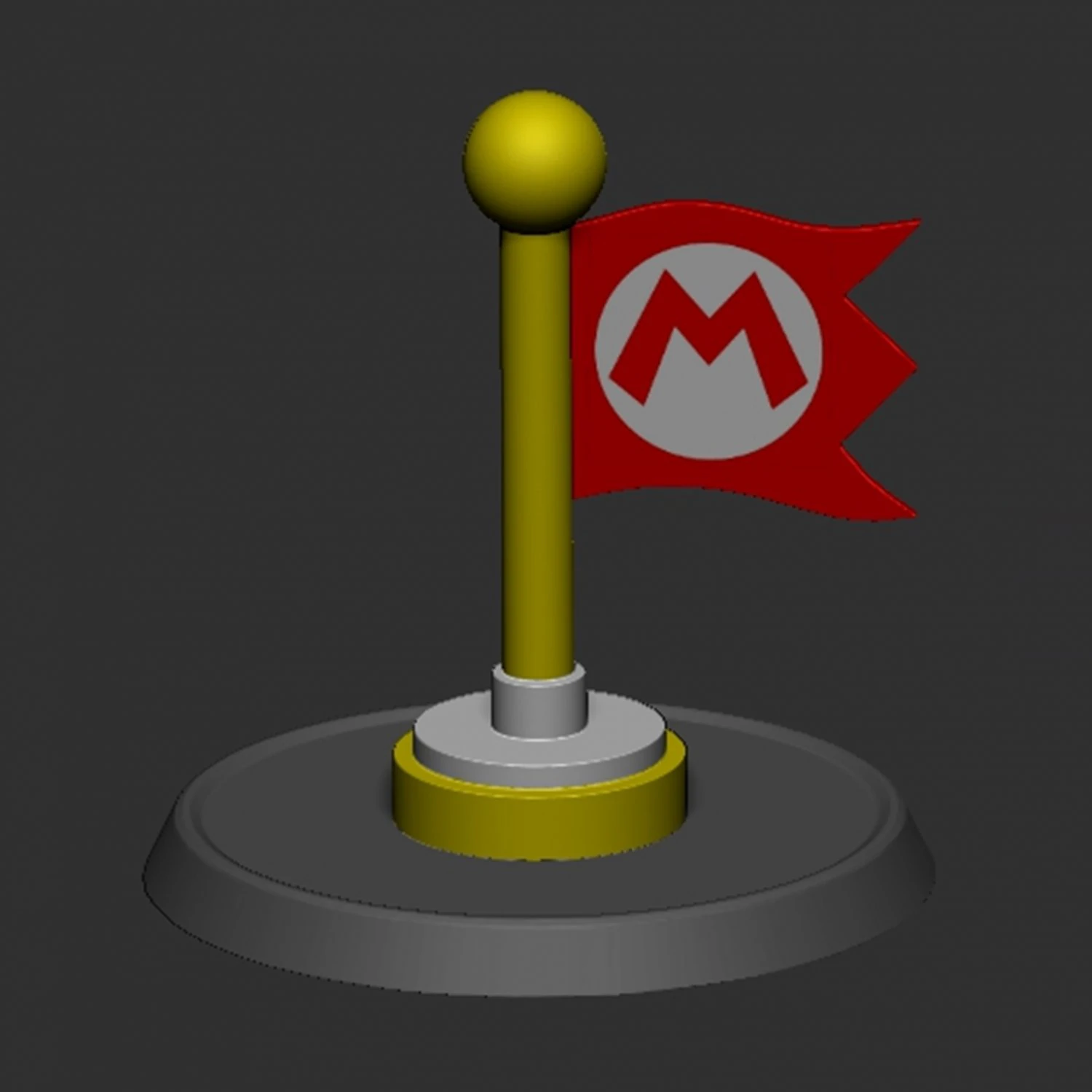 Checkpoint Flag Mario Based 3D Print Model .c4d .max .obj .3ds .fbx .stl .blend 