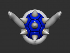 Mario Tortoise Shell with Spiny and Wings 3D Принт Модель