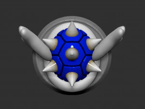 Mario Tortoise Shell with Spiny and Wings Based 3D Print Model
