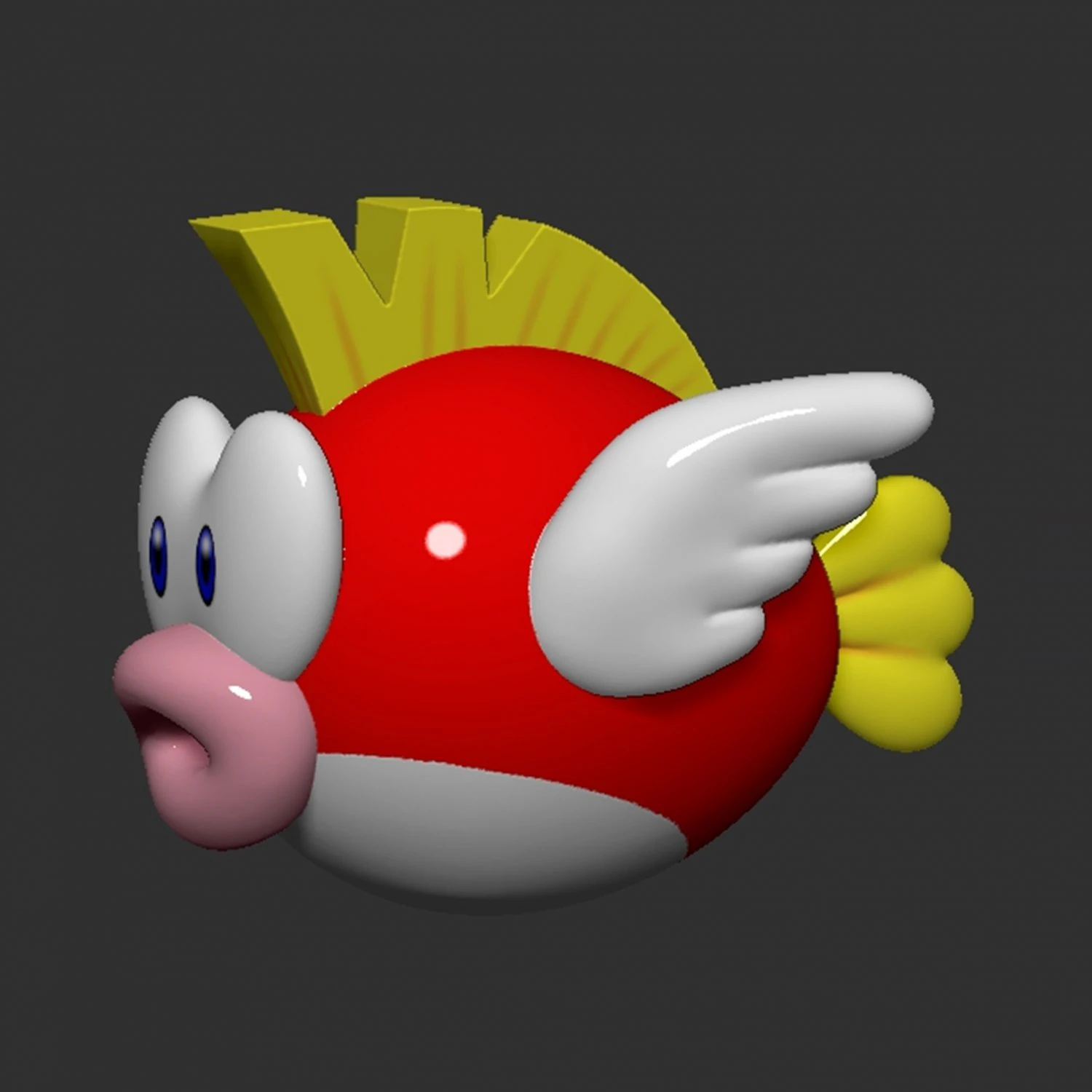 Mario Cheep Cheep Poisson Modèles 3D en vedette .c4d .max .obj .3ds .fbx .stl .blend 