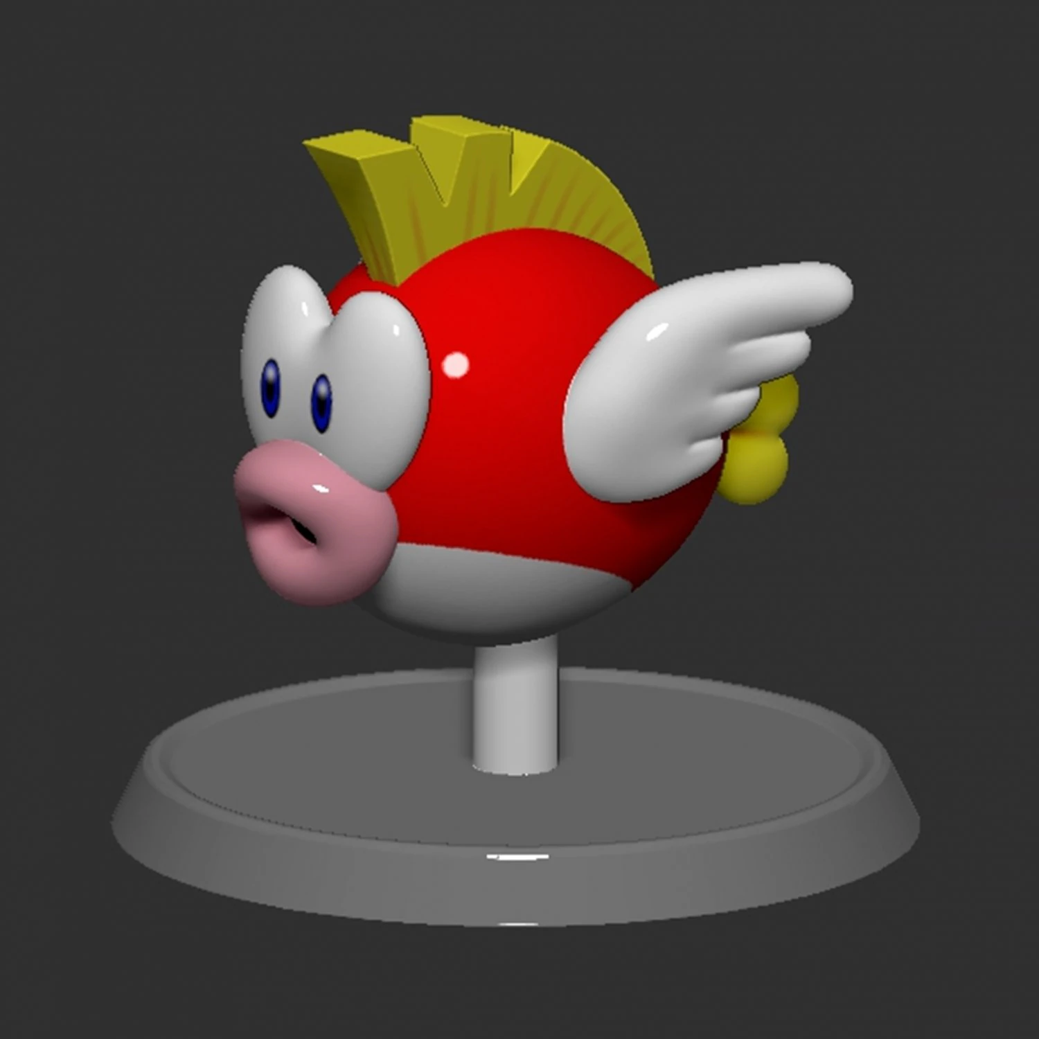 Mario Cheep Cheep Fish Based 3D Print Model .c4d .max .obj .3ds .fbx .stl .blend 