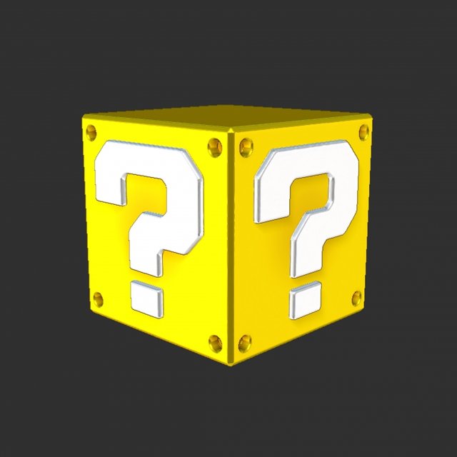 Mario Question Block 3D Принт Модель .c4d .max .obj .3ds .fbx .stl .blend 