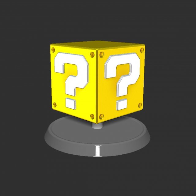 Mario Question Block Based 3D Print Model .c4d .max .obj .3ds .fbx .stl .blend 