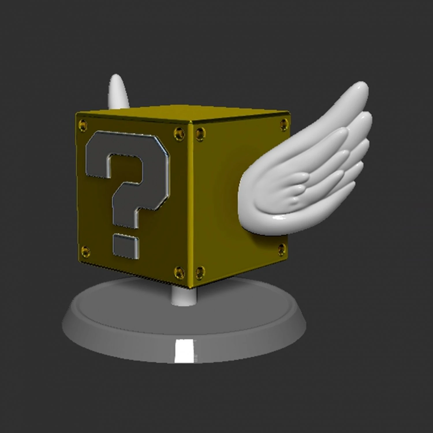 Mario Flying Question Block Based 3D Print Model .c4d .max .obj .3ds .fbx .stl .blend 
