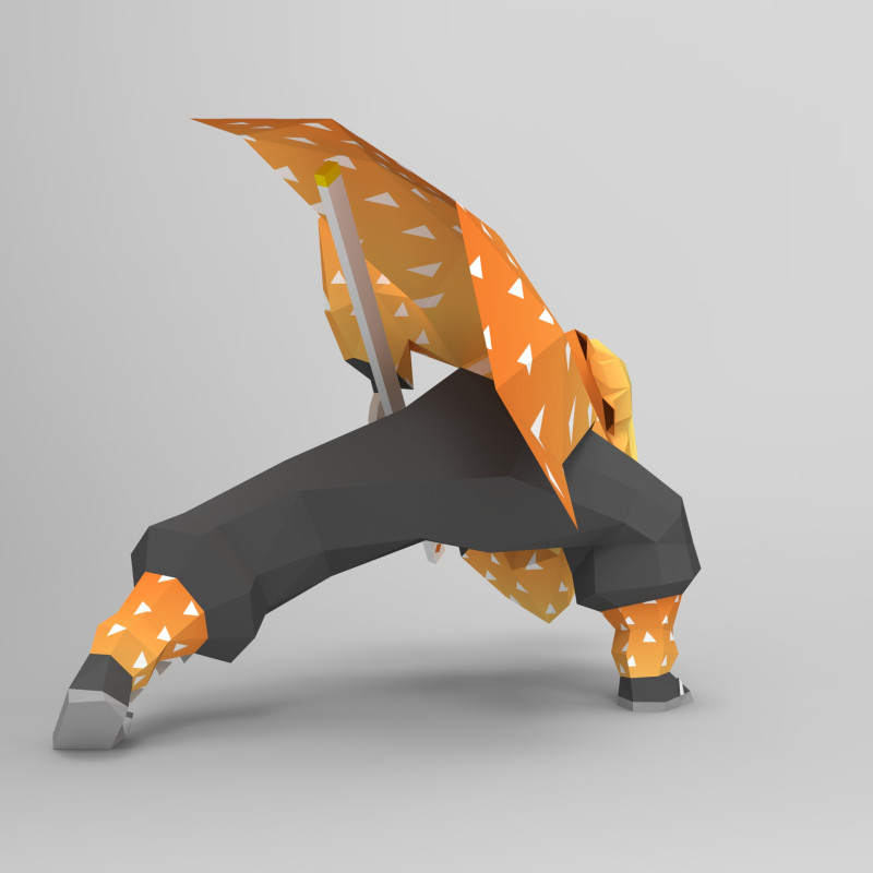 Zenitsu Agatsuma 3D Модель .c4d .max .obj .3ds .fbx .stl .blend 