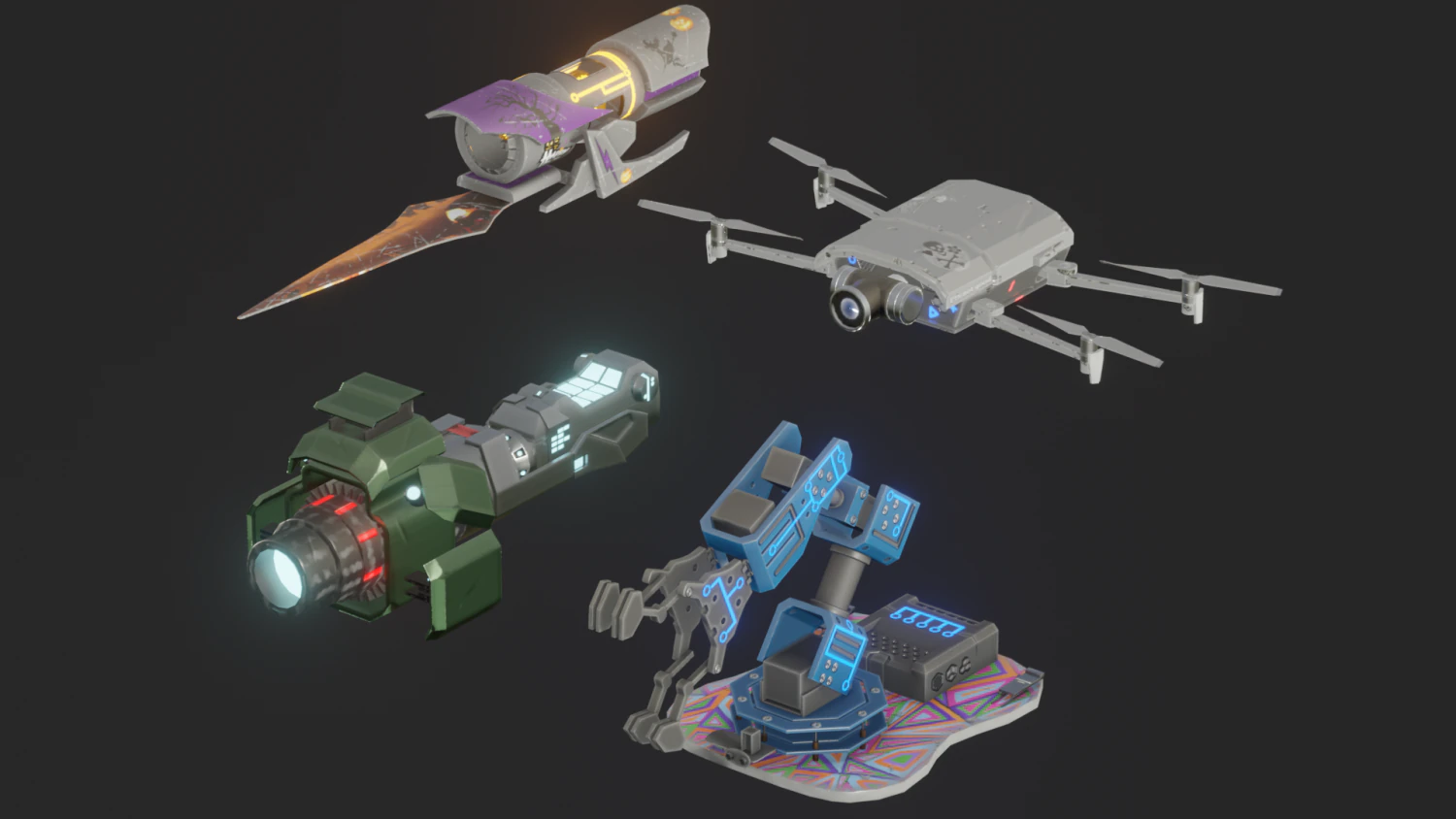 Stilize &ouml;ğeler 3D Model .c4d .max .obj .3ds .fbx .stl .blend 