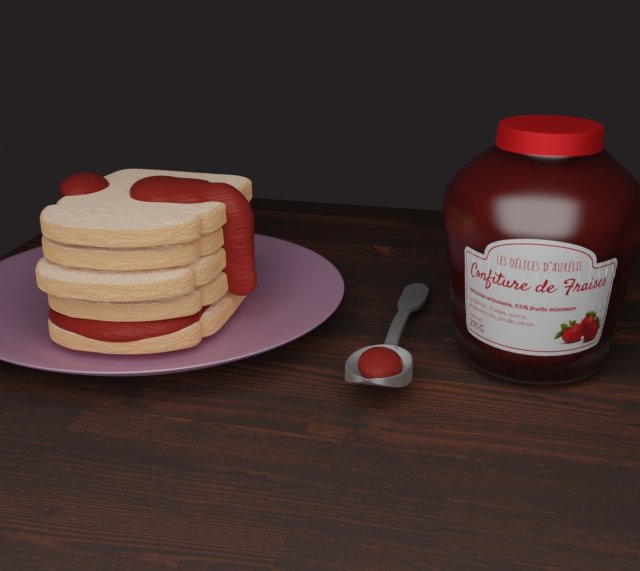 Tostadas and jam Model 3D .c4d .max .obj .3ds .fbx .stl .blend 