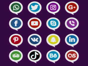 Social media logos of 16 famous companies 3D Model