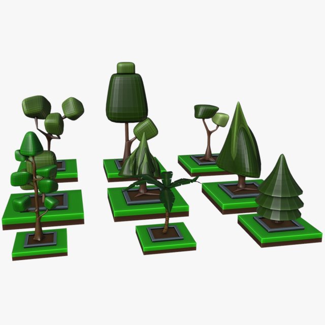 Isometric fantasy tree 3D Model .c4d .max .obj .3ds .fbx .stl .blend 