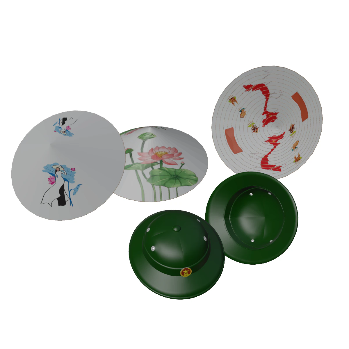 Vietnam hats - Vietnam army - mu coi - non la 3D Model .c4d .max .obj .3ds .fbx .stl .blend