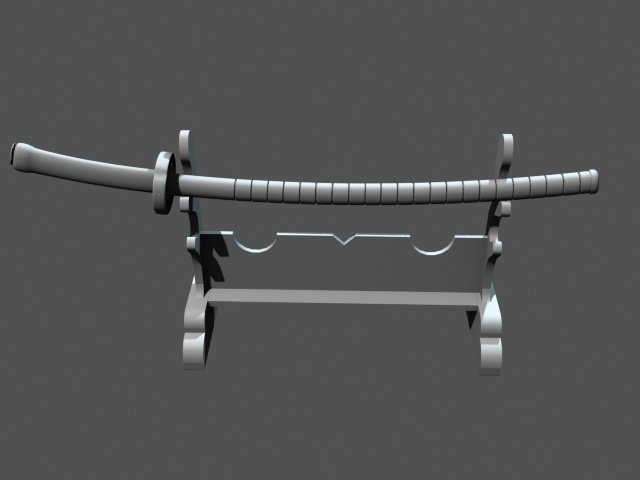 Japanese Katana Model Cetak 3D .c4d .max .obj .3ds .fbx .stl .blend 