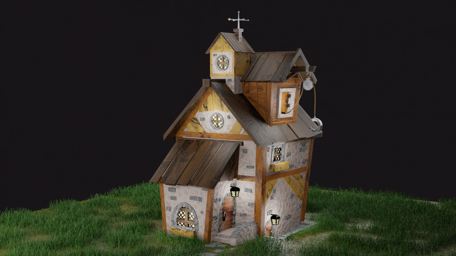 Village house 3D Model .c4d .max .obj .3ds .fbx .stl .blend 
